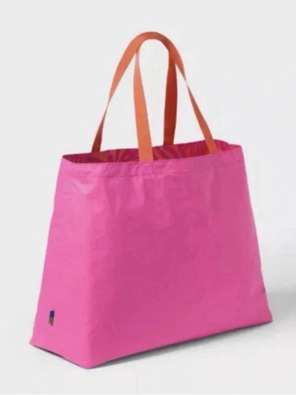 Tropical Palm Print Tote Bag in Pink and Orange - Picture 4 of 5